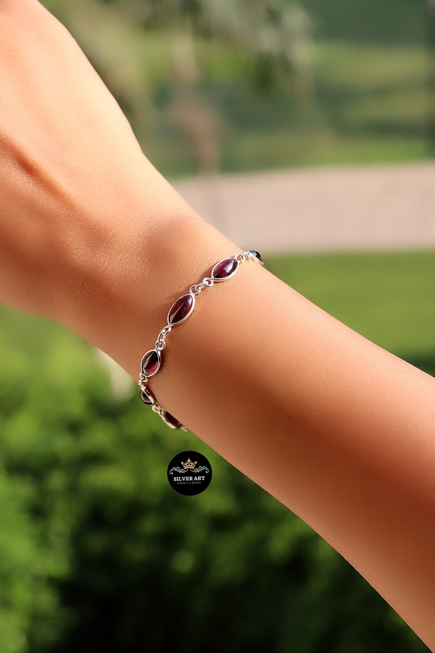 Indian Silver Natural Gemstones Bracelet