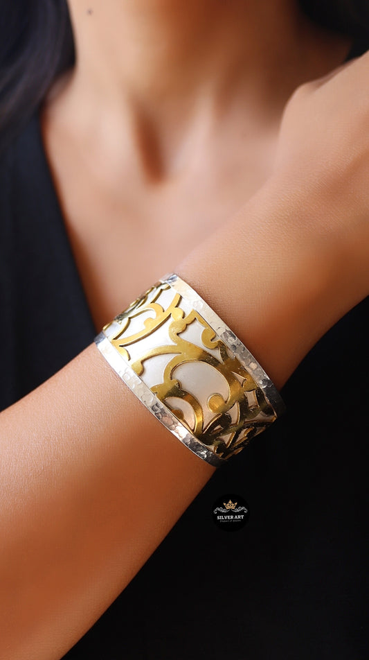 Silver Handcuff With Brass Parts