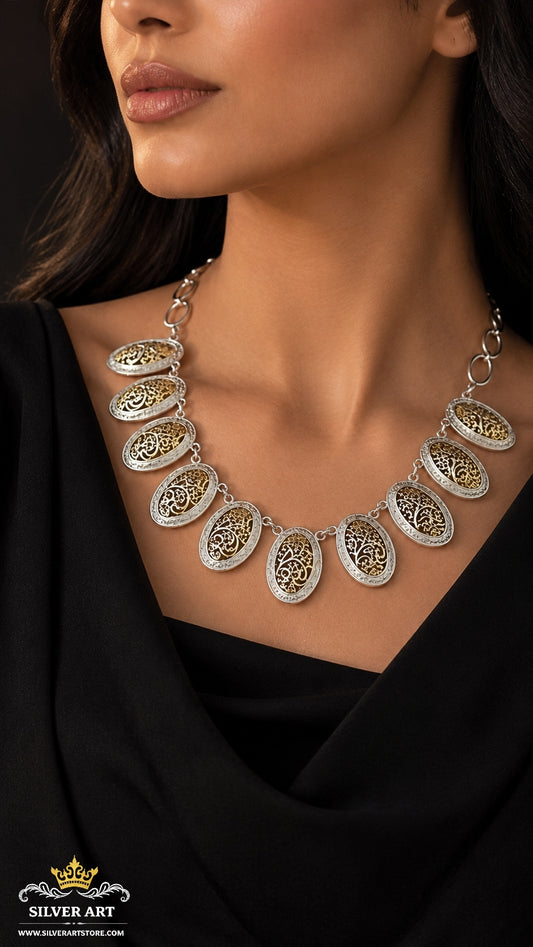 Silver Necklace 925 With Brass Parts