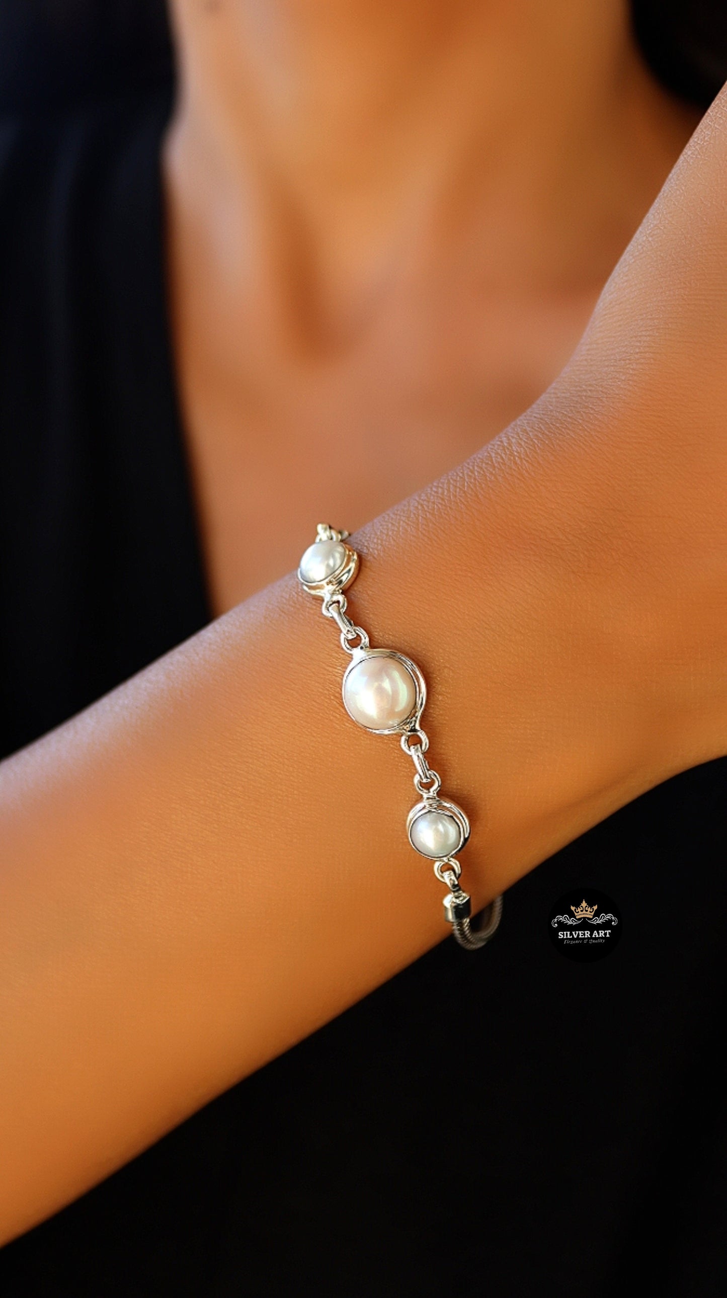 Indian Silver Pearls Bracelet