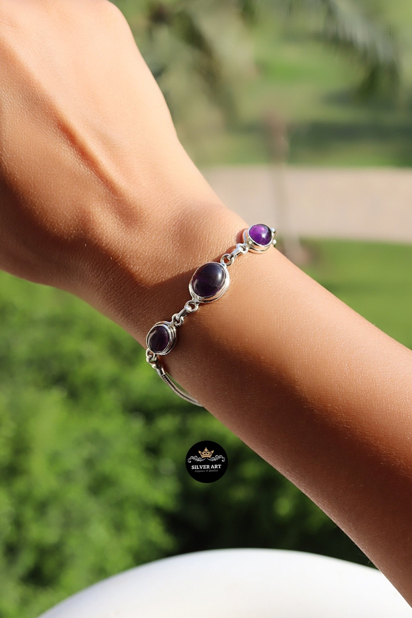 Indian Silver Natural Gemstones Bracelet