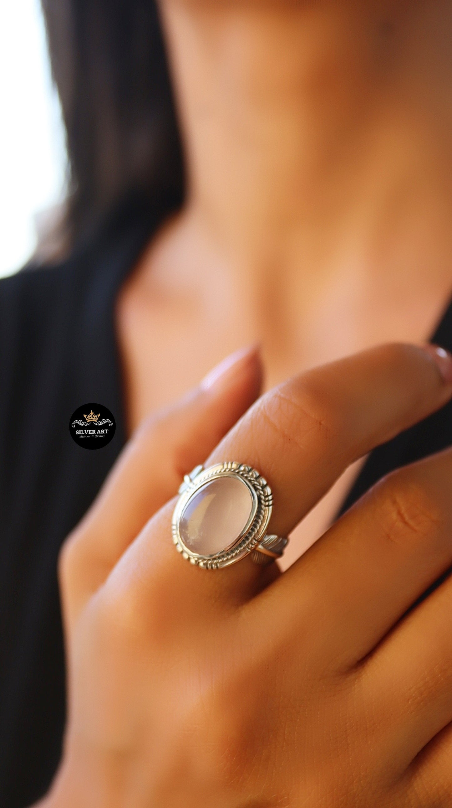 Indian Silver Natural Gemstones Ring Size 19