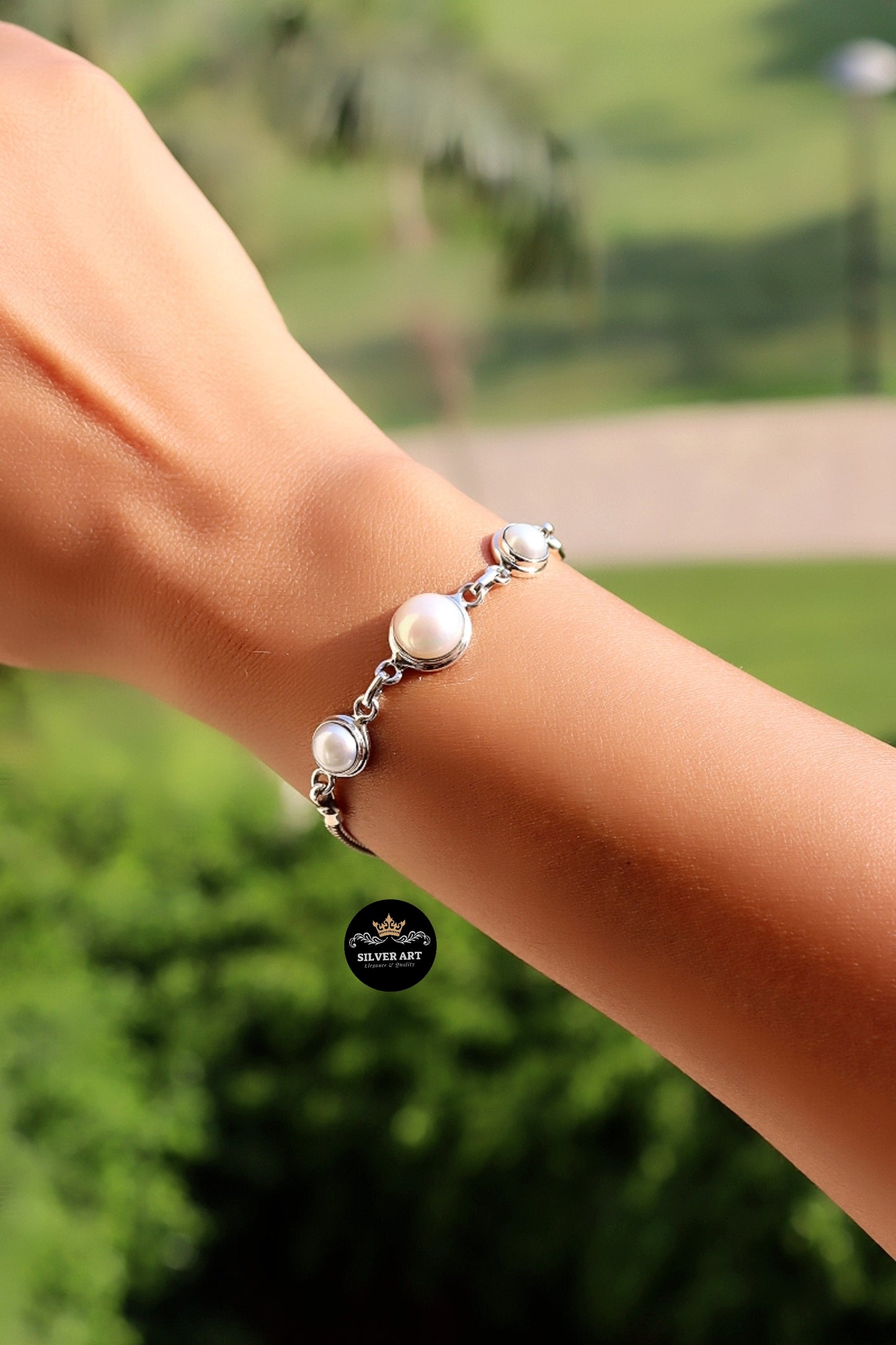 Indian Silver Pearls Bracelet