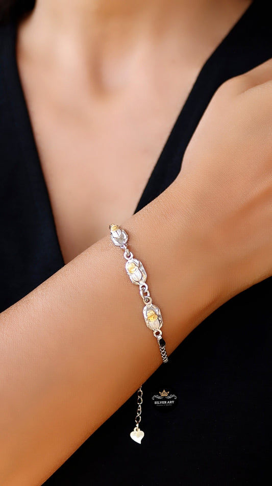 Scarab Pharaonic Bracelet With Gold Plated Parts