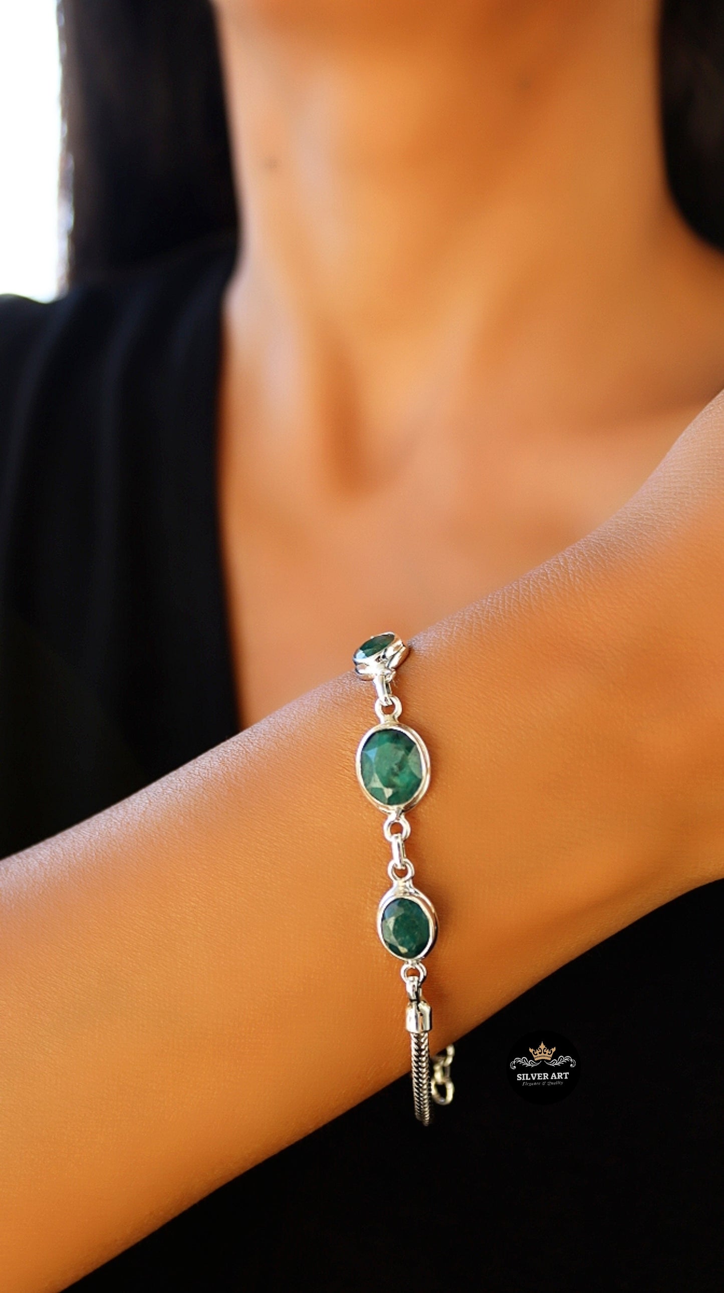 Indian Silver Natural Gemstones Bracelet
