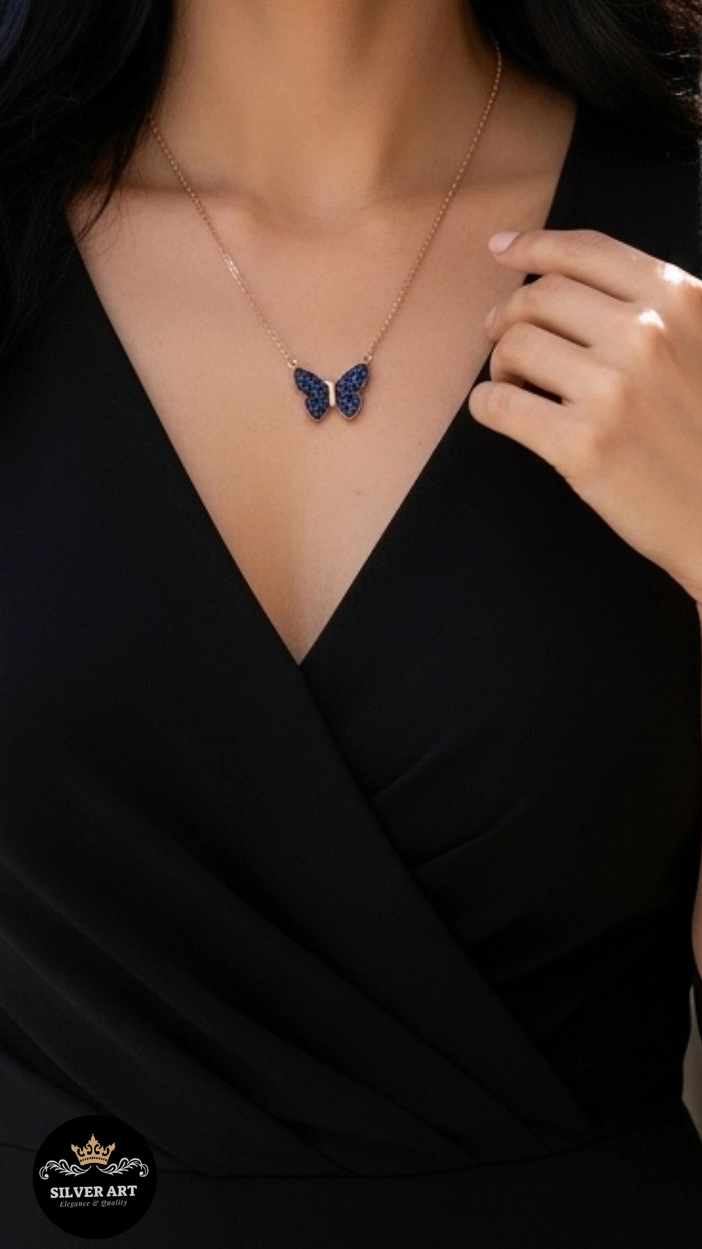 Sterling Silver butterfly Rose Gold Necklace