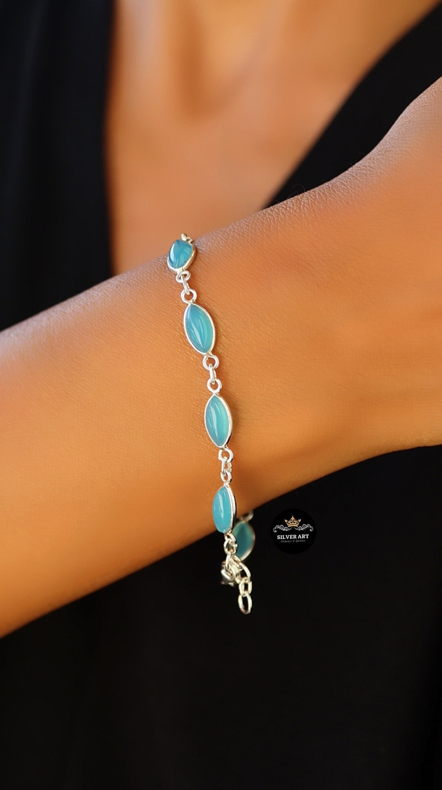 Indian Silver Natural Gemstones Bracelet