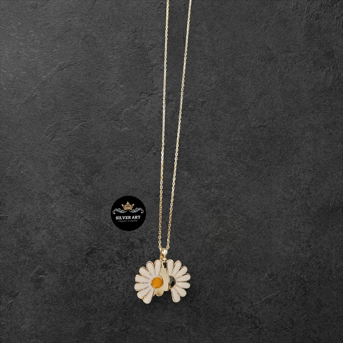Sterling Silver Open Daisy Necklace Gold Plated