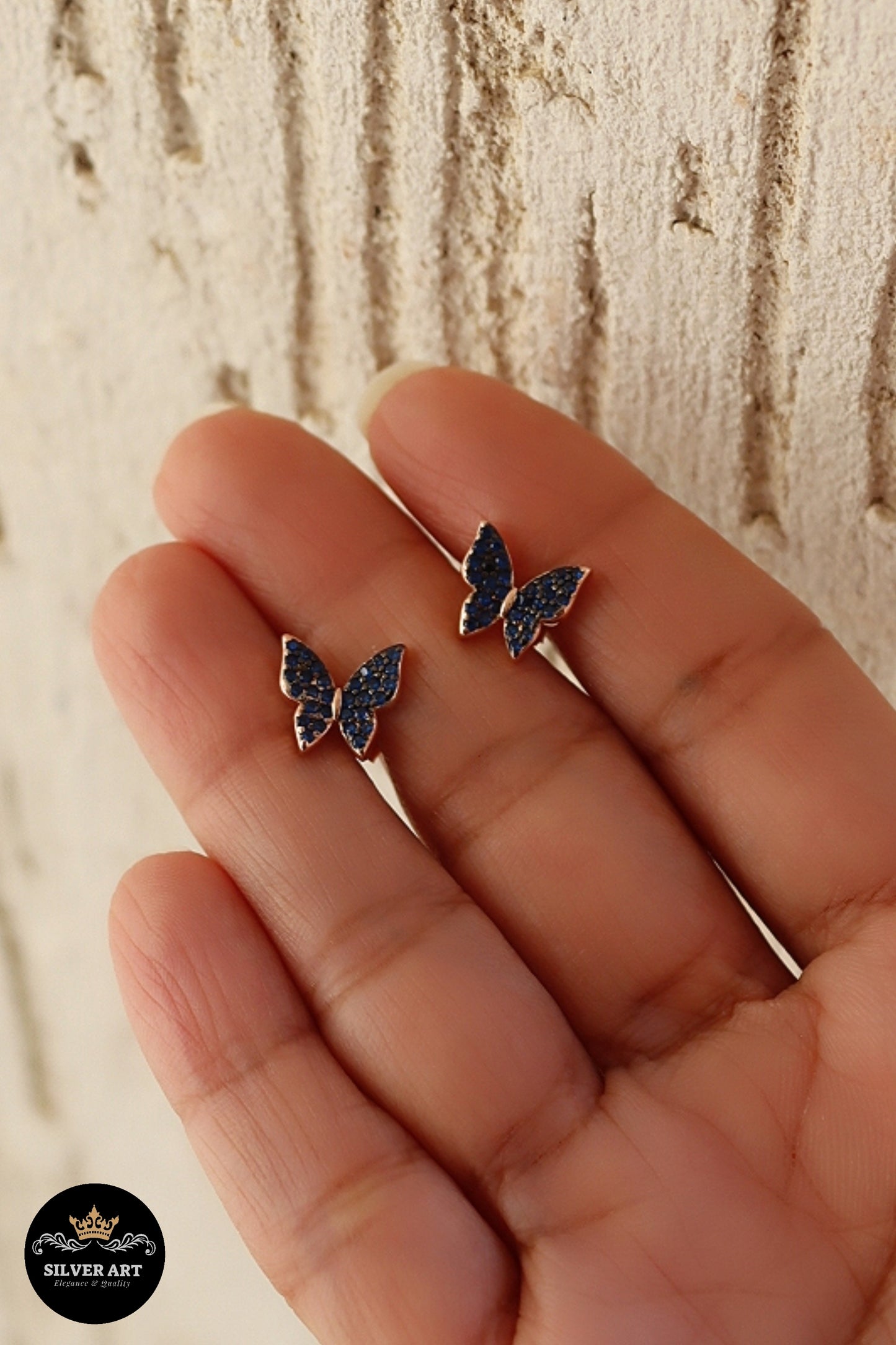 Sterling Silver butterfly Rose Gold Earrings