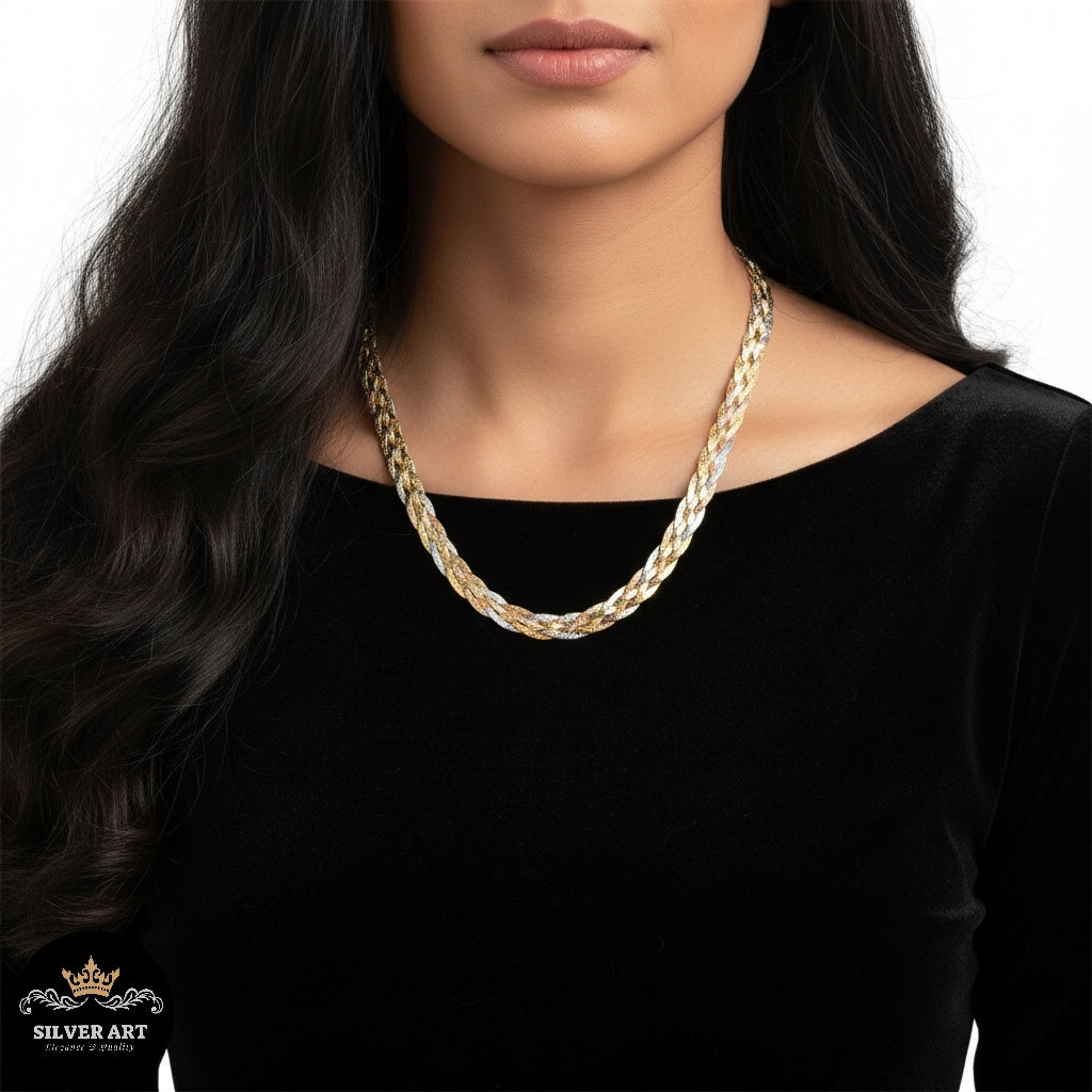 Multicolor Braided Chain Necklace & Bracelet