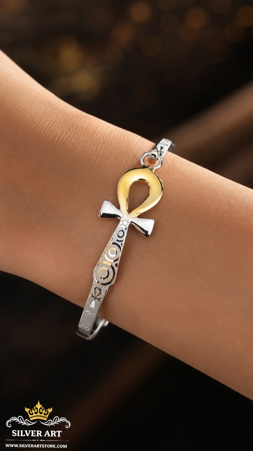 Closed Pharaonic Handcuff With Gold Plated Parts