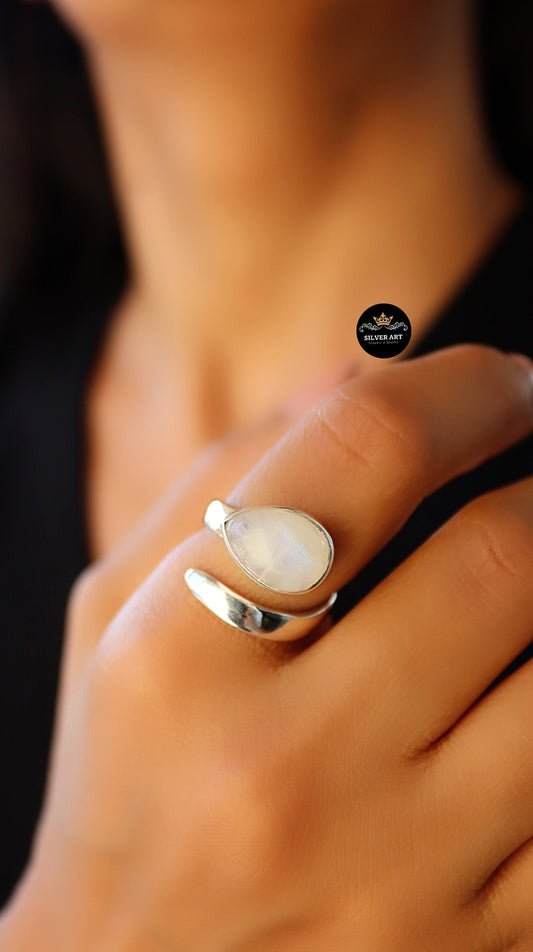 Indian Silver Natural Gemstones Ring Size 18