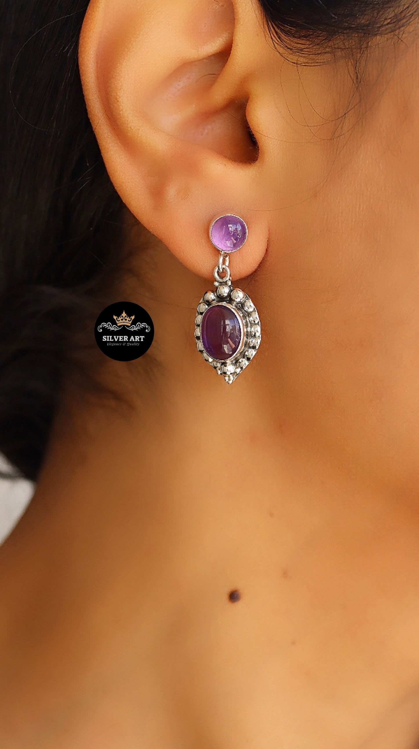 Purple Stone Earrings