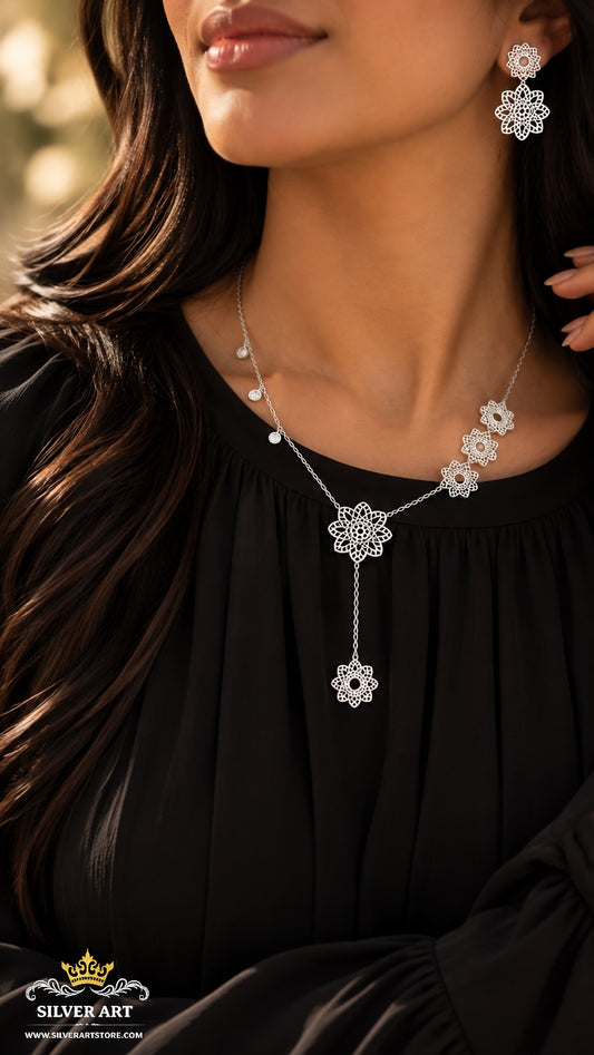 Sterling Silver Necklace & Earrings
