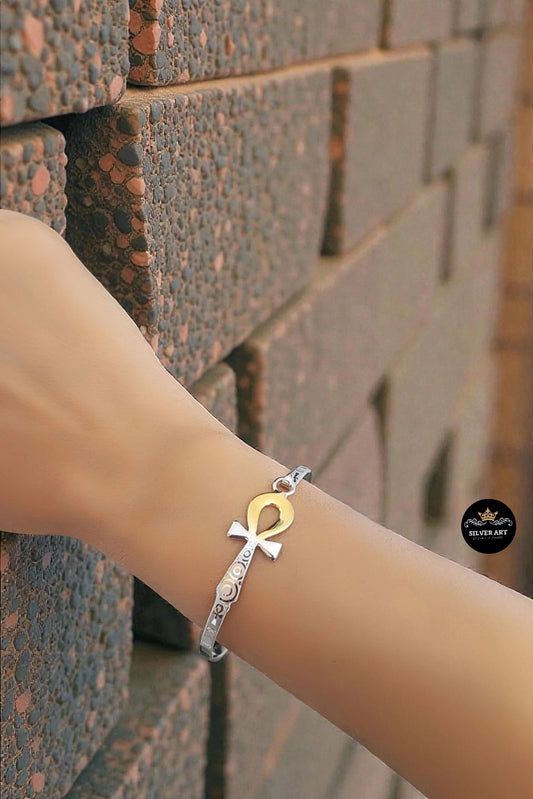 Closed Pharaonic Handcuff With Gold Plated Parts