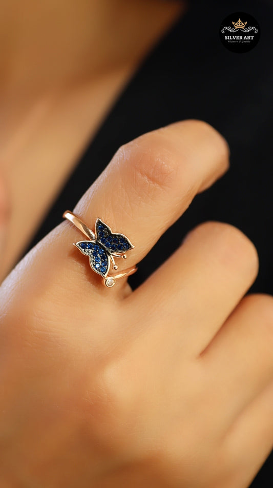 Sterling Silver butterfly Rose Gold Ring