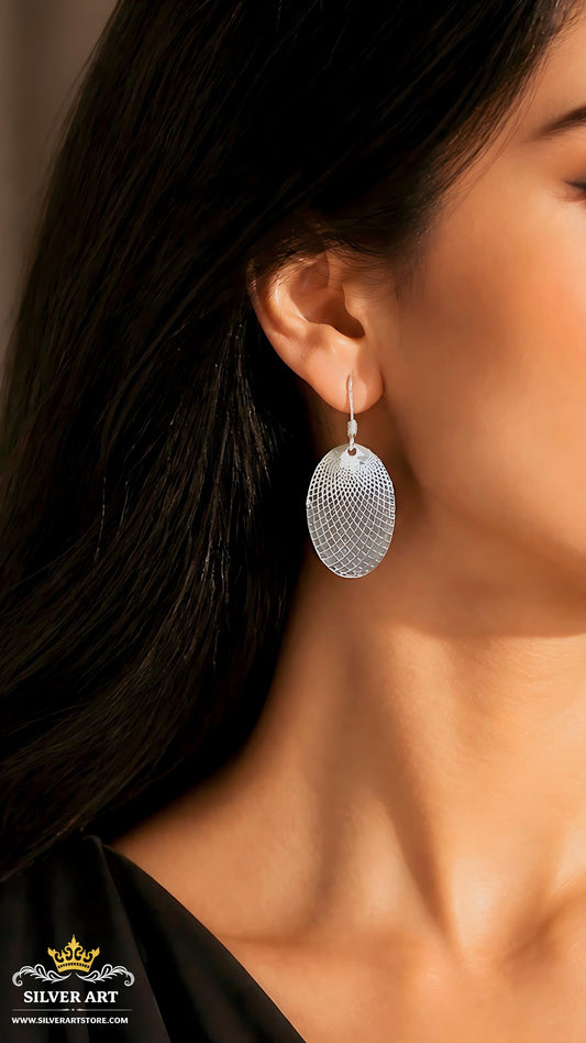 Oval Silver Earrings