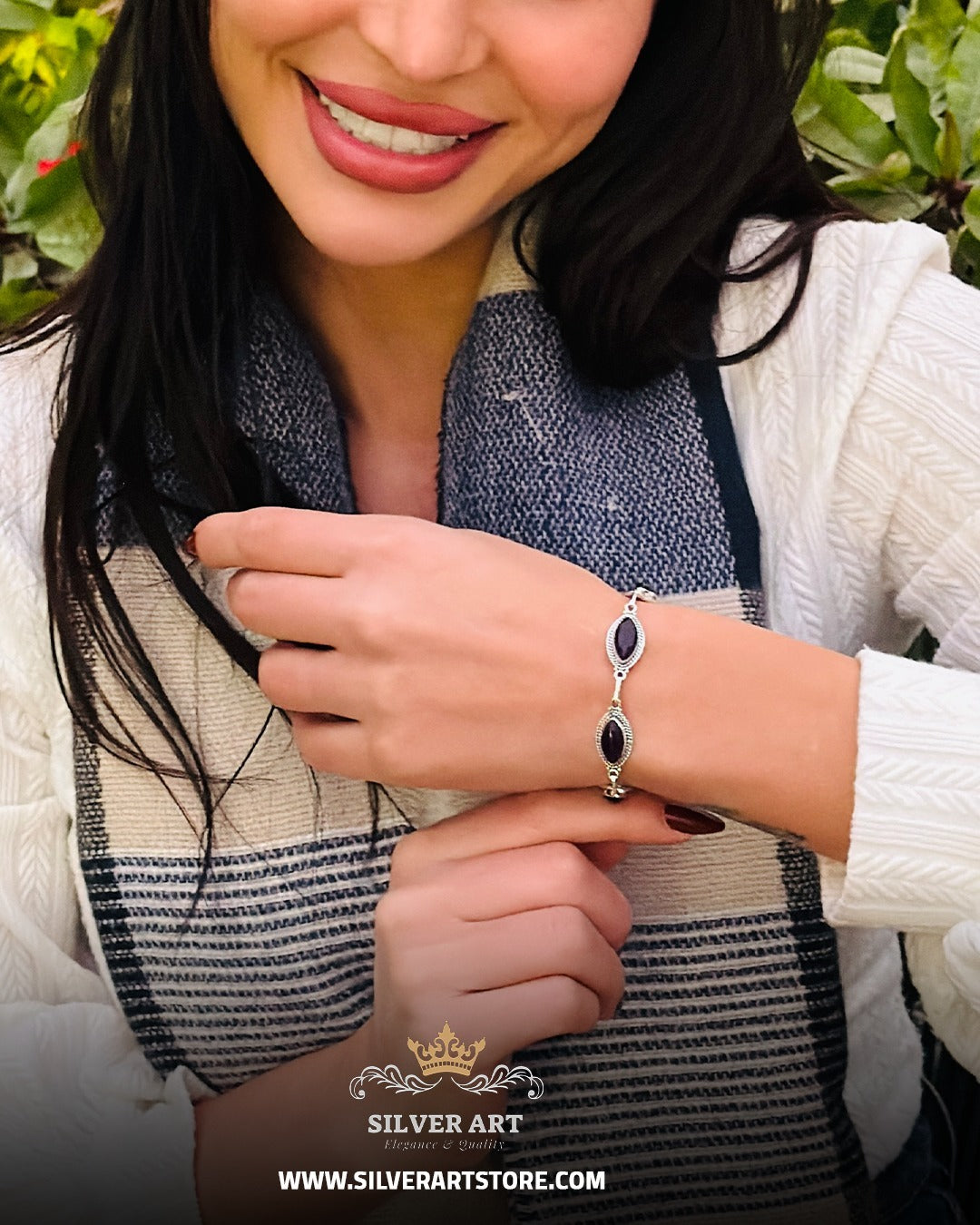 Indian Silver Natural Gemstones Bracelet