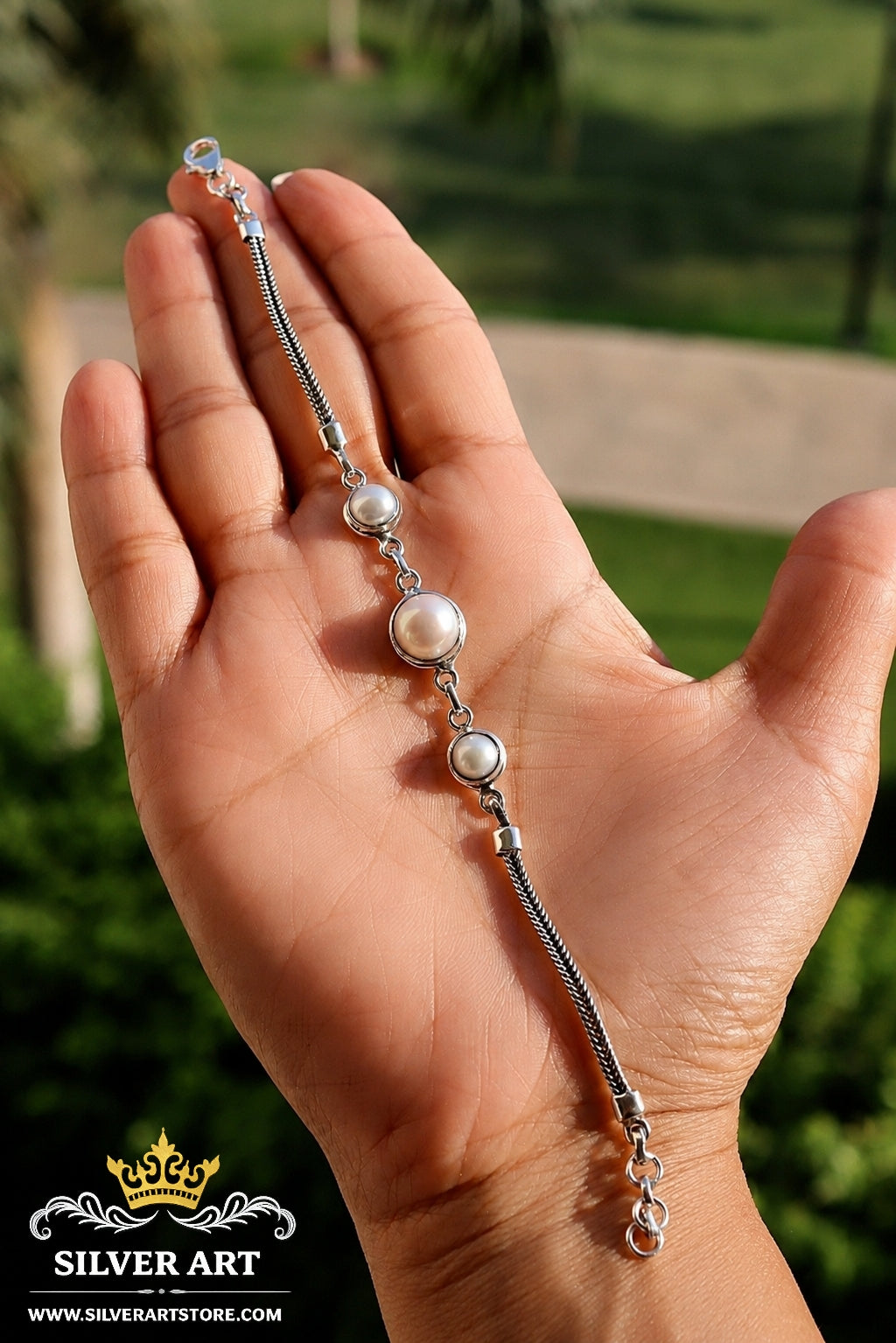 Indian Silver Pearls Bracelet