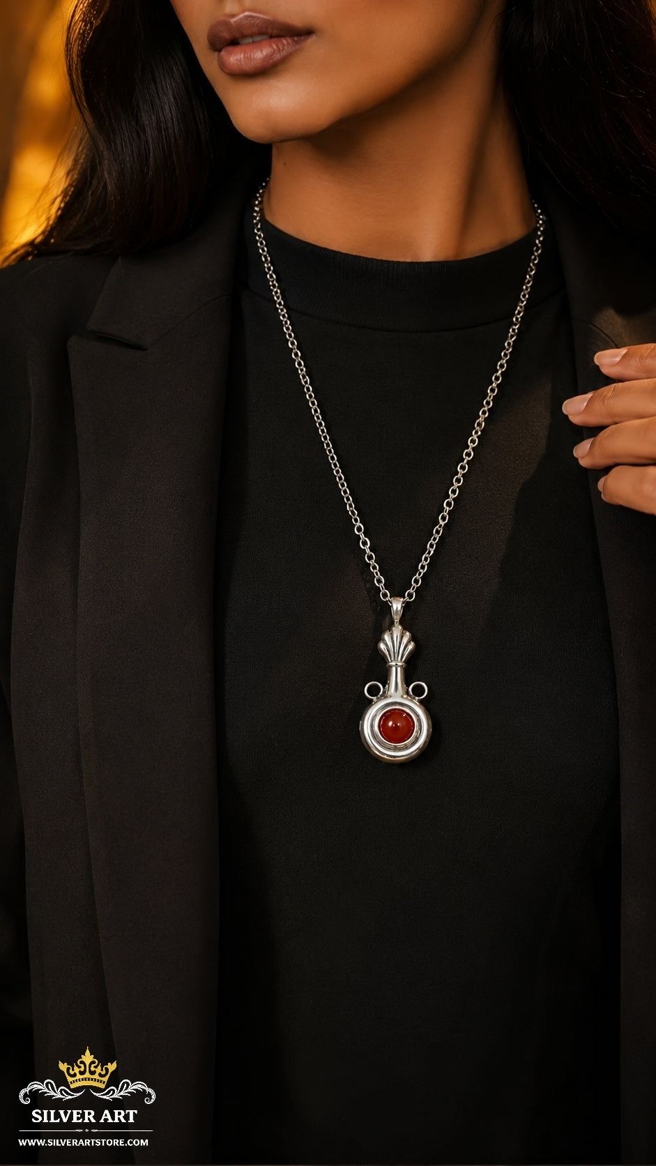 Silver Double Face Necklace أهواك