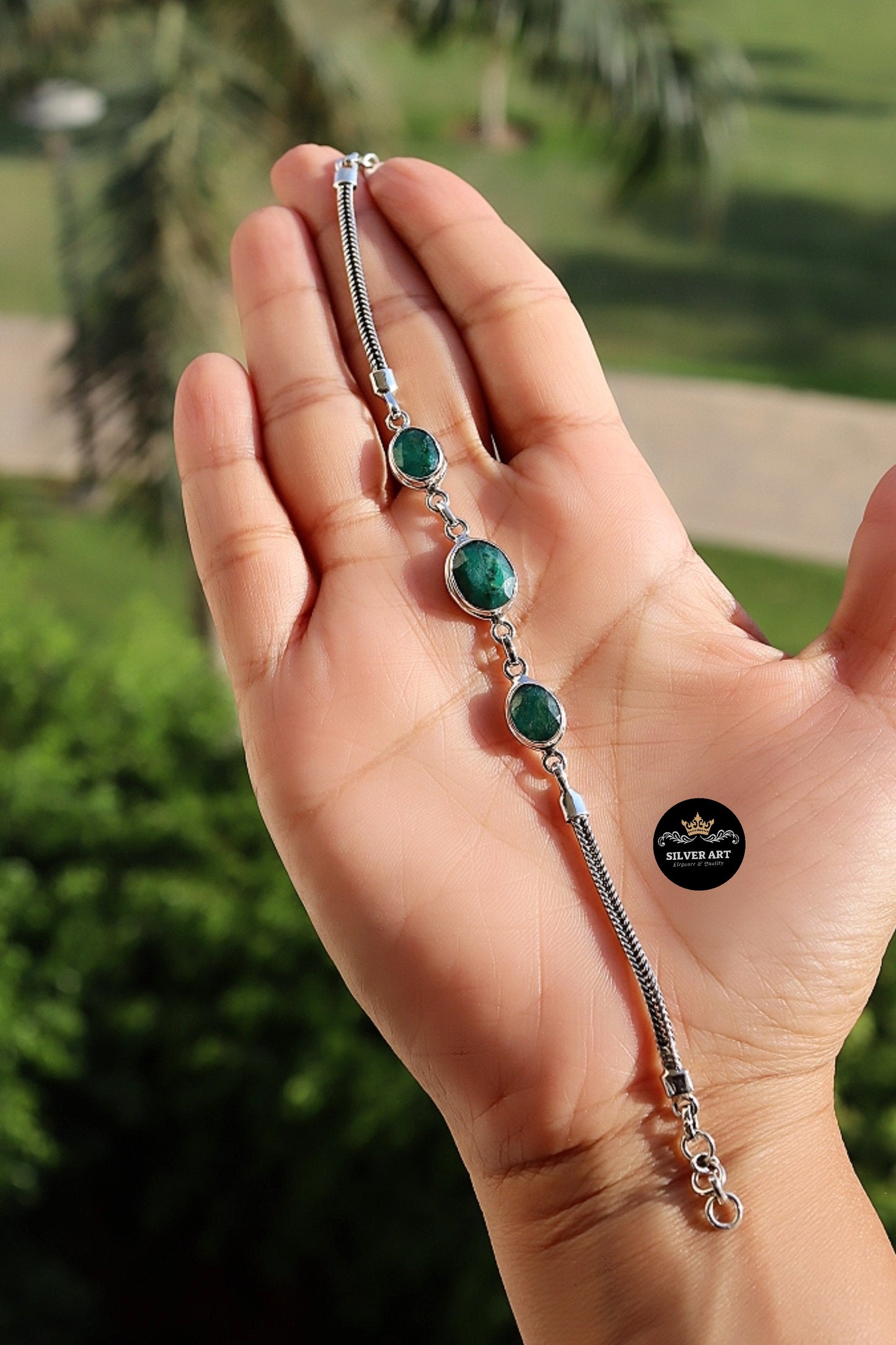 Indian Silver Natural Gemstones Bracelet