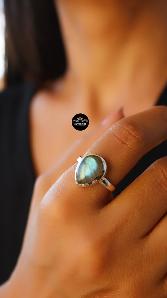 Indian Silver Natural Gemstones Ring