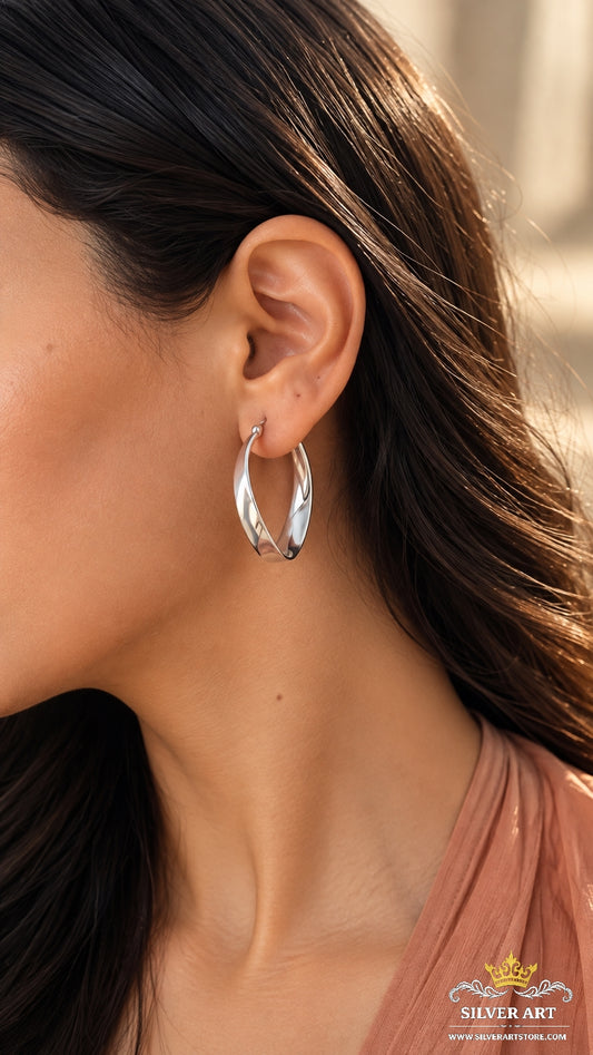 Sterling Silver Oval Earrings