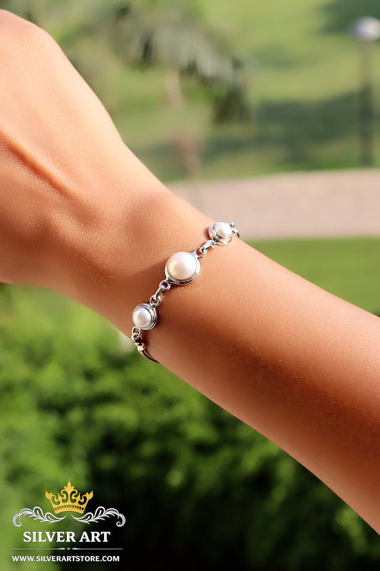 Indian Silver Pearls Bracelet