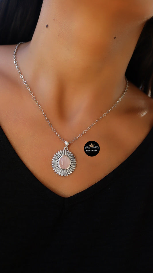 Indian Silver Natural Gemstones Necklace