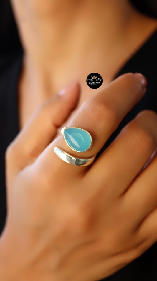 Indian Silver Natural Gemstones Ring Size 18