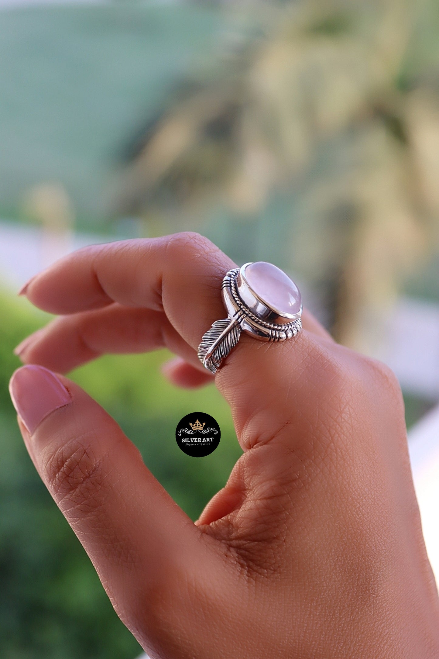 Indian Silver Natural Gemstones Ring Size 19