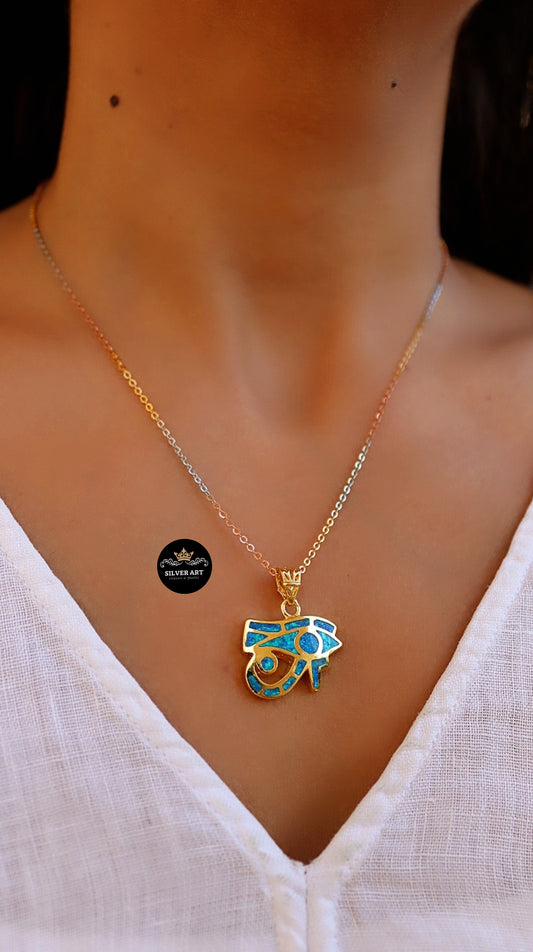 Gold Plated Sterling Silver Horus Eye Pharaonic Necklace