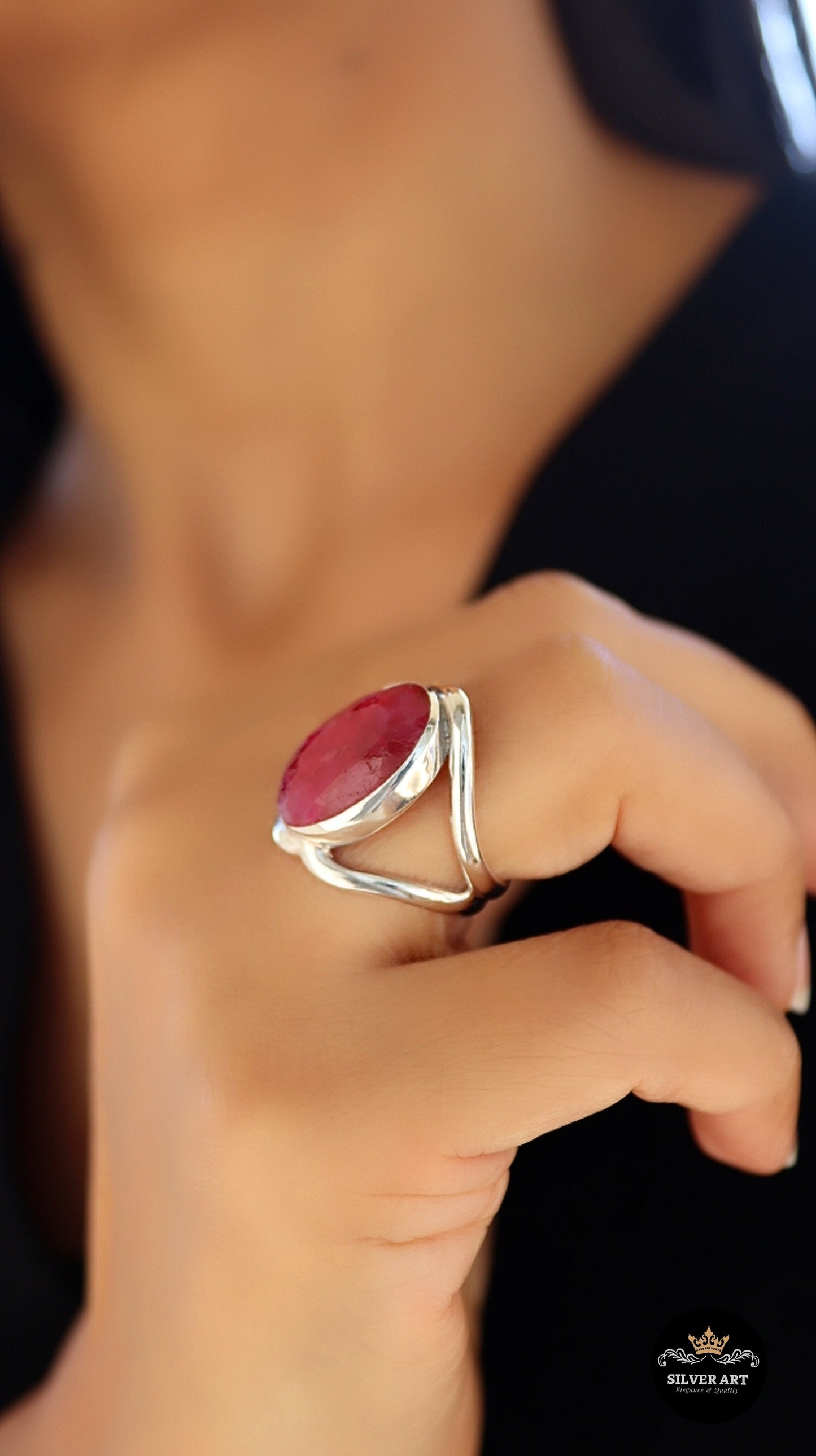 Indian Silver Natural Gemstones Ring Size 11