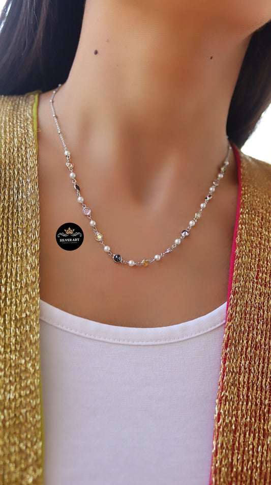 Sterling Silver Colorful Necklace