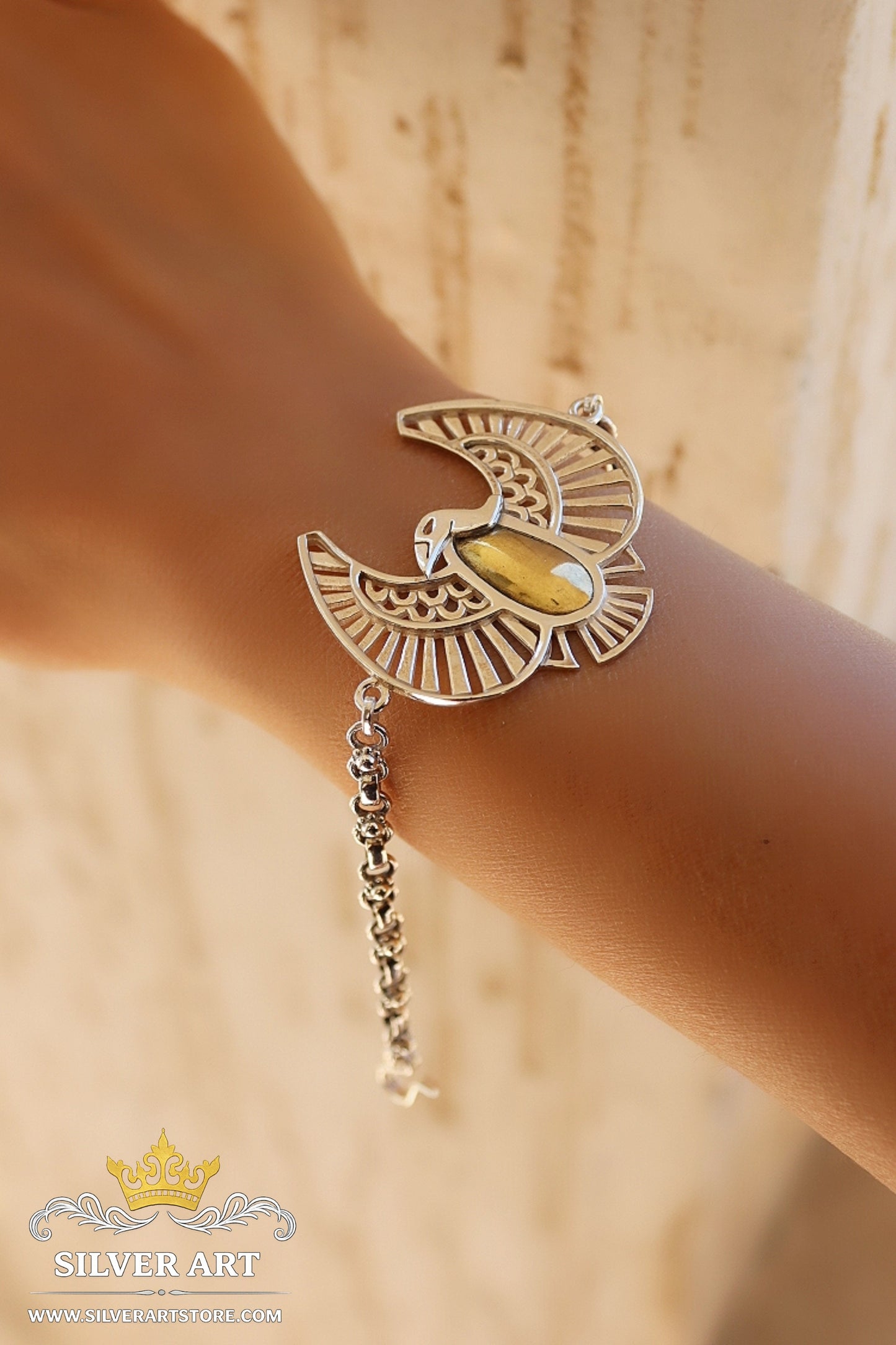 Vulture Silver Bracelet With Brass Parts