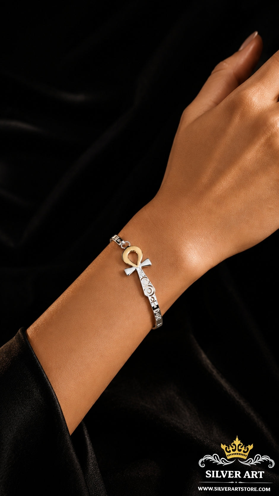 Closed Pharaonic Handcuff With Gold Plated Parts