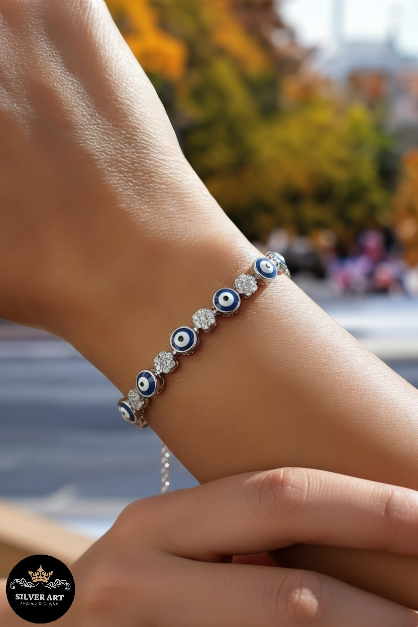 Evil Eye Sterling Silver Bracelet🧿🧿
