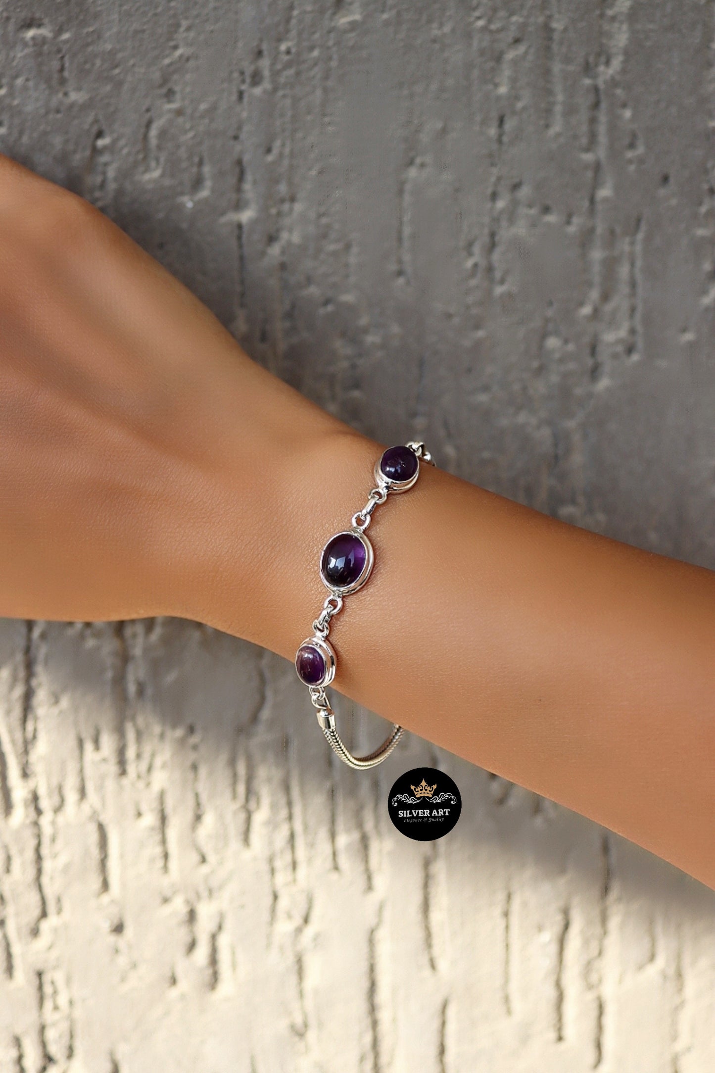 Indian Silver Natural Gemstones Bracelet