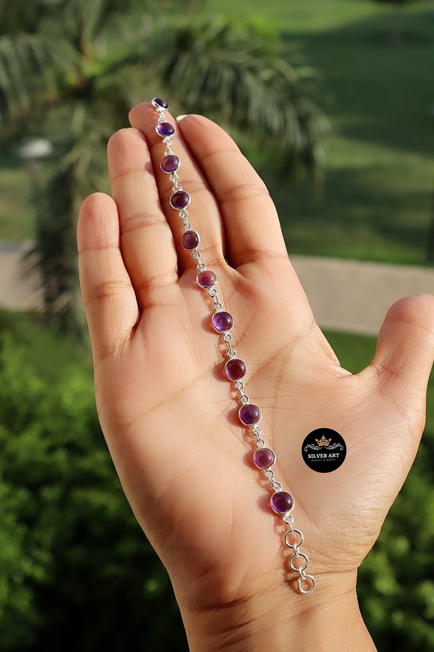 Indian Silver Natural Gemstones Bracelet