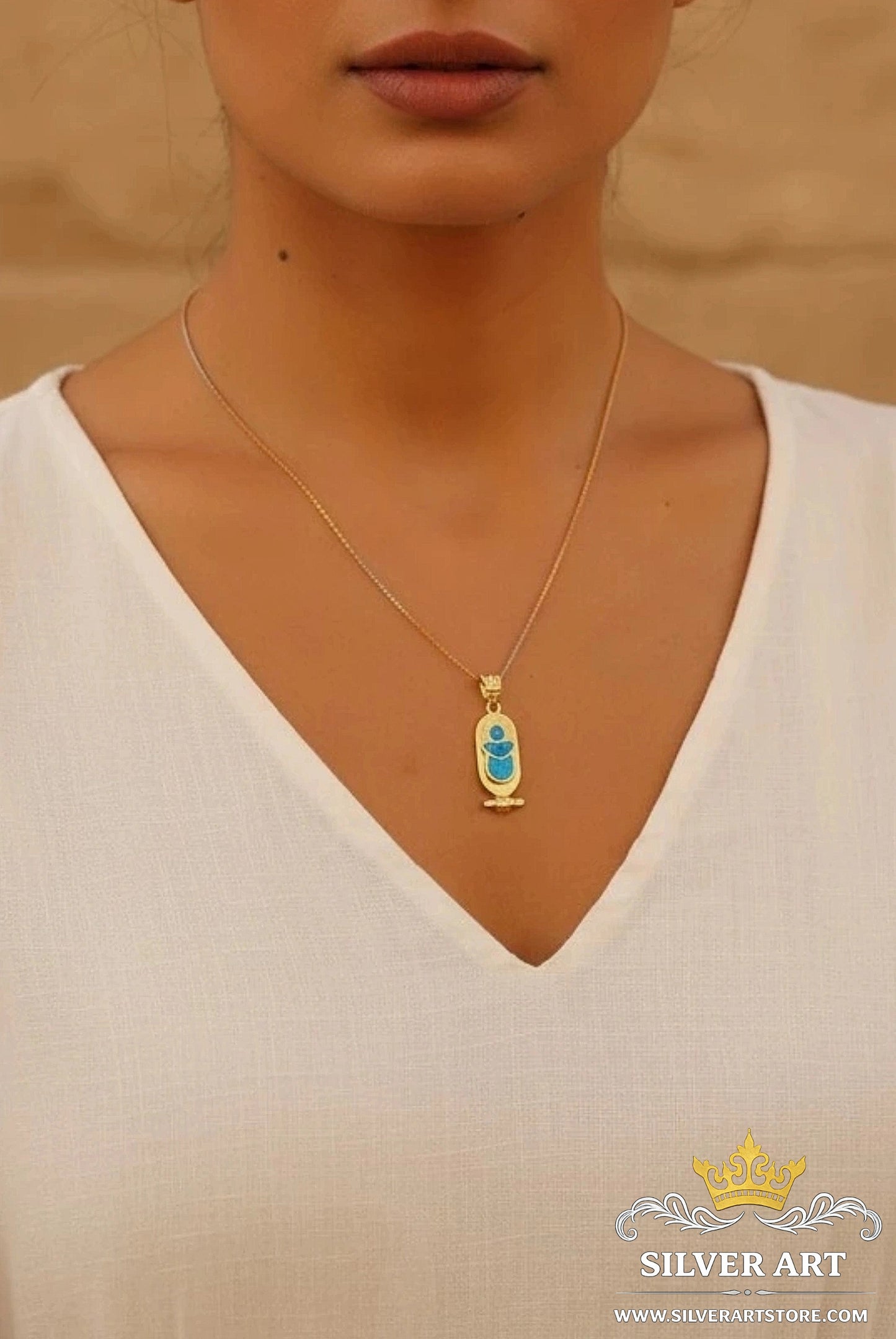 Gold Plated Sterling Silver Pharaonic Necklace