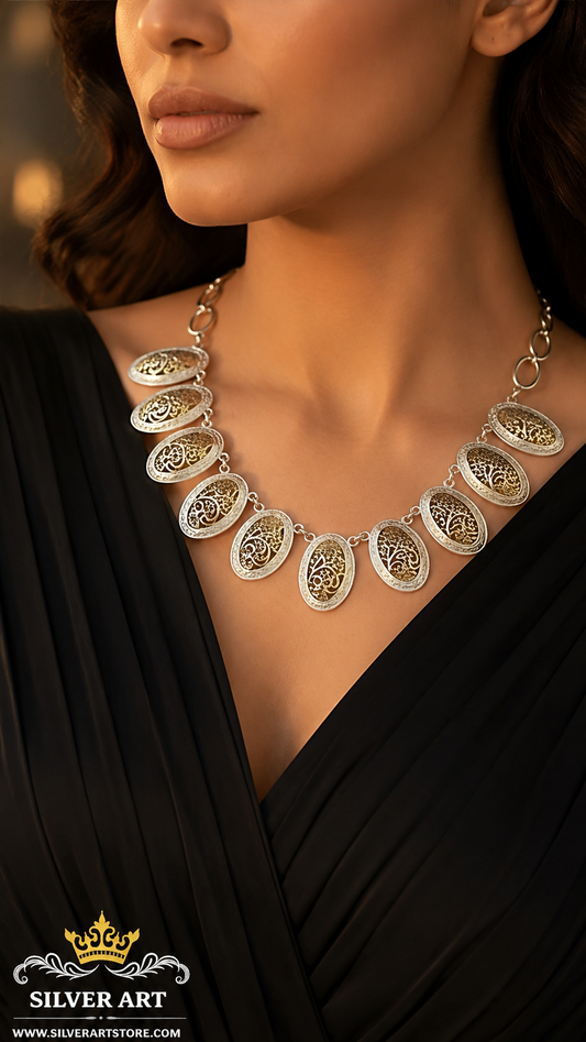 Silver Necklace 925 With Brass Parts