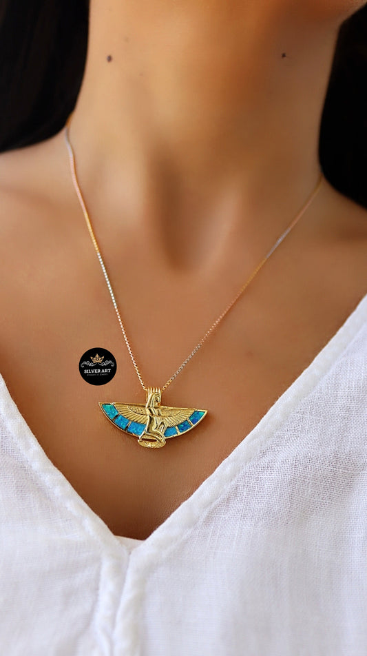Gold Plated Sterling Silver Pharaonic Necklace
