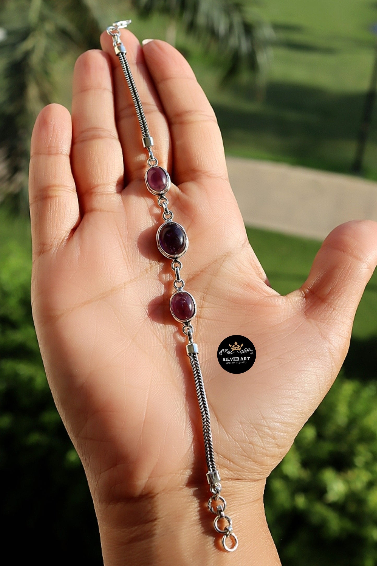 Indian Silver Natural Gemstones Bracelet