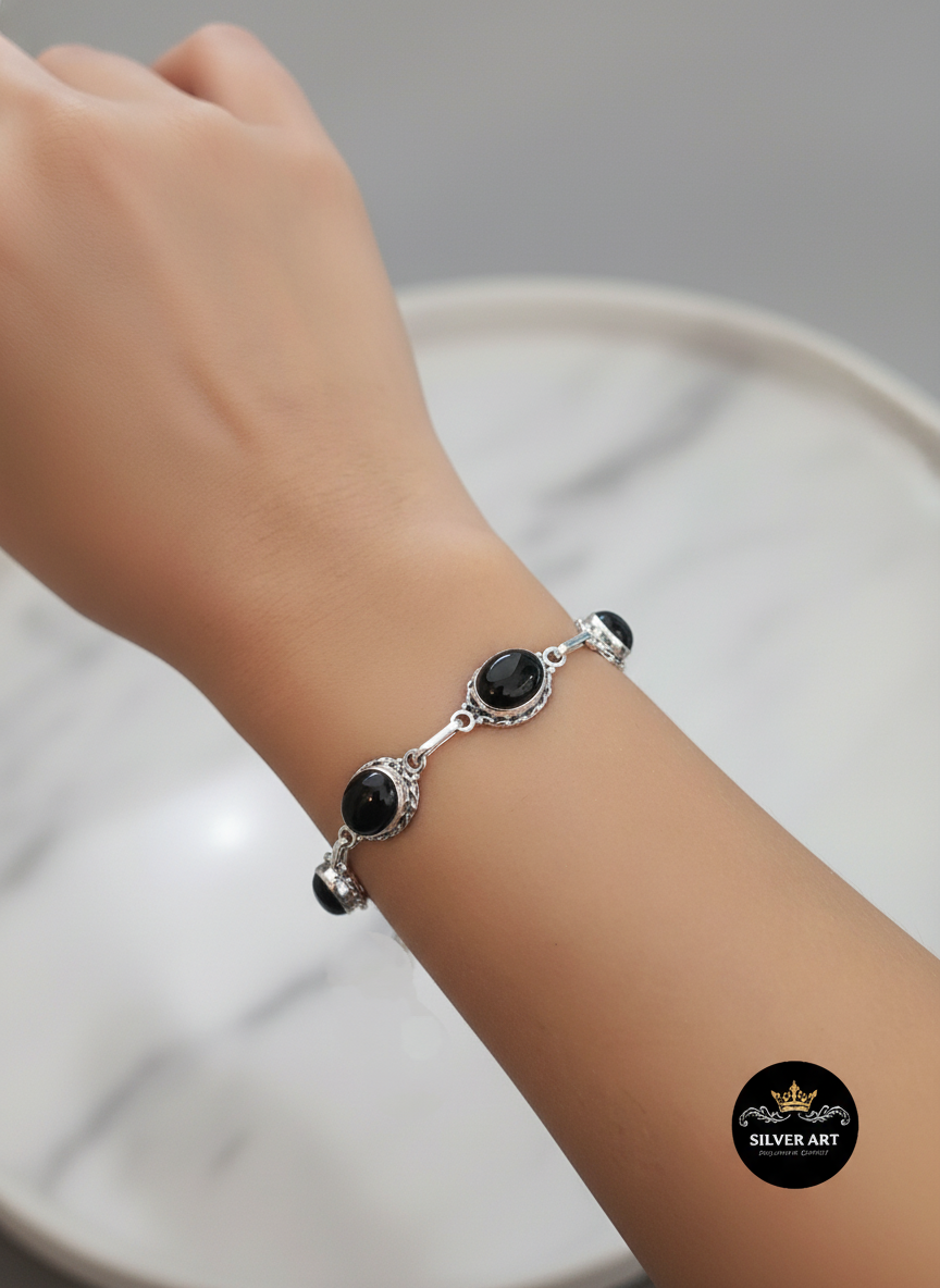 Indian Silver Natural Gemstones Bracelet