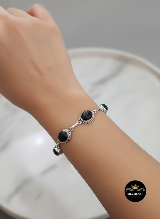 Indian Silver Natural Gemstones Bracelet