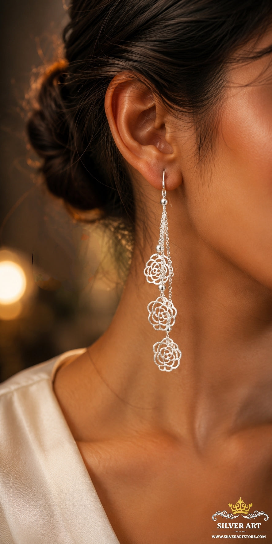 Rose Detail Dangling Earrings