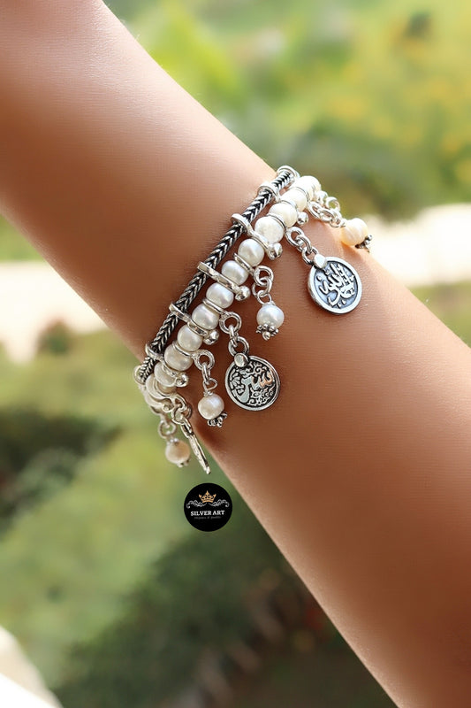 Pearls and Arabic Calligraphy Bracelet