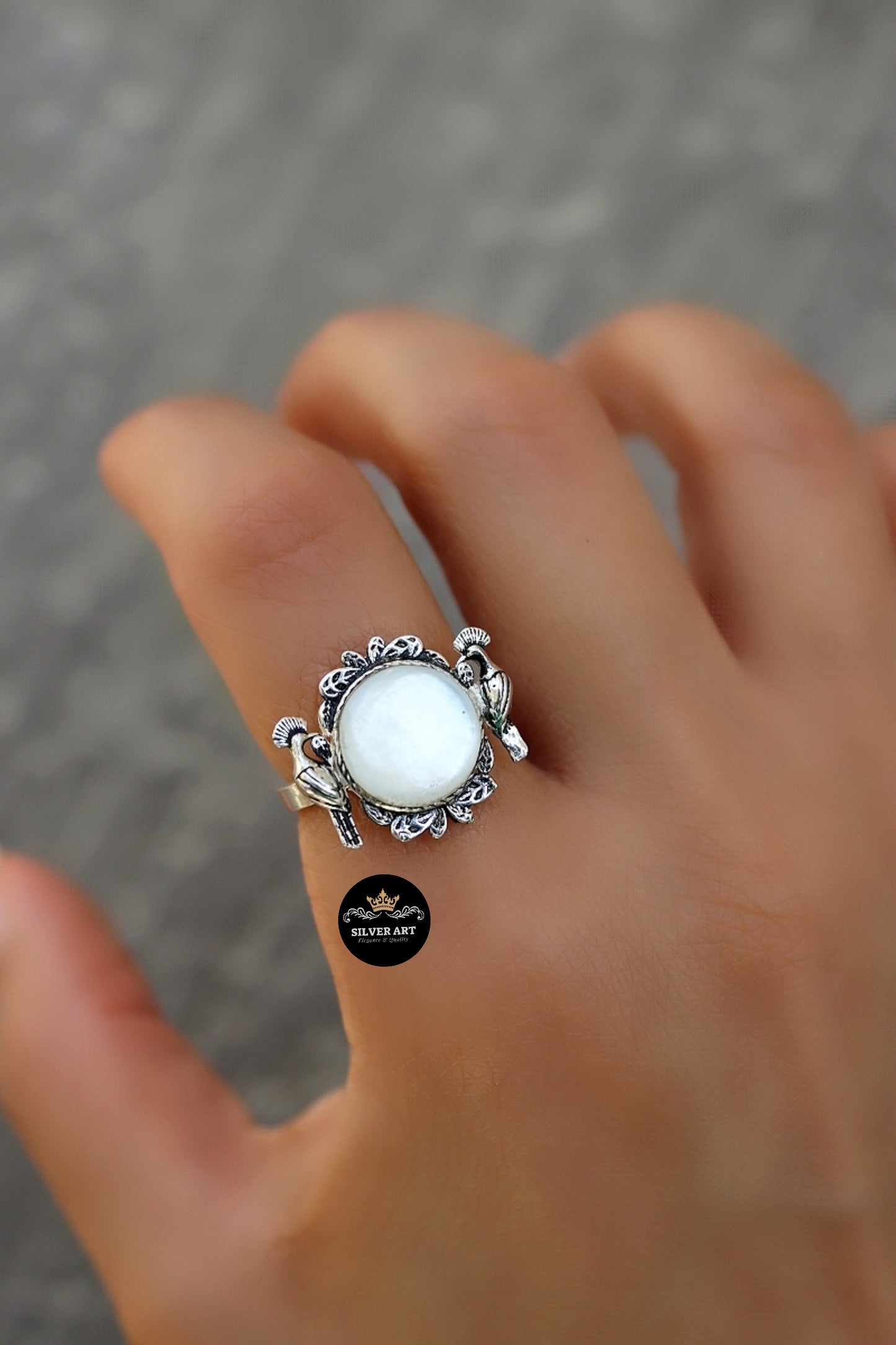 Mother Of Pearls Hoopoe Ring